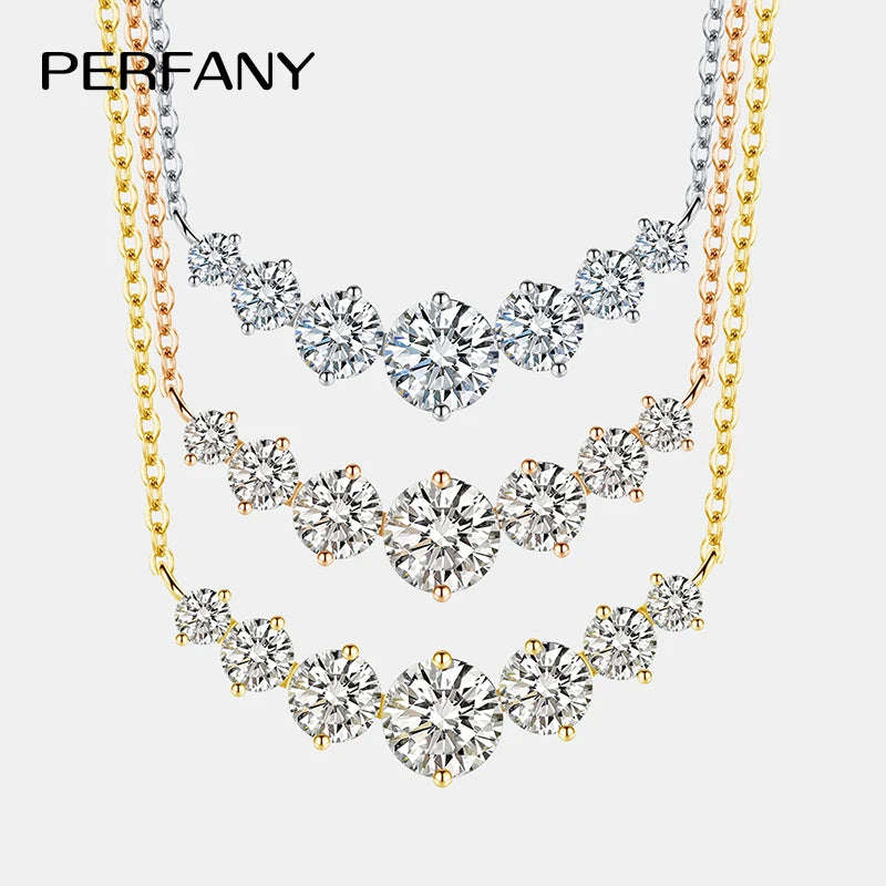 PERFANY All Moissanite Necklace for Women S925 Pure Silver Smile Sparkling Diamond Pendant Fashion Luxury Jewelry Party Gift