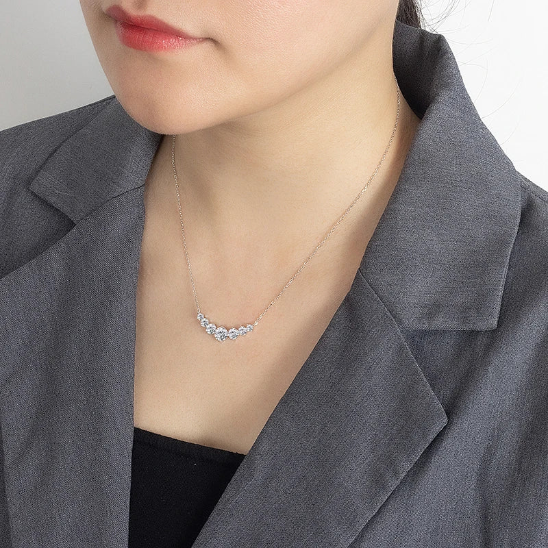 PERFANY All Moissanite Necklace for Women S925 Pure Silver Smile Sparkling Diamond Pendant Fashion Luxury Jewelry Party Gift